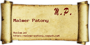 Malmer Patony névjegykártya